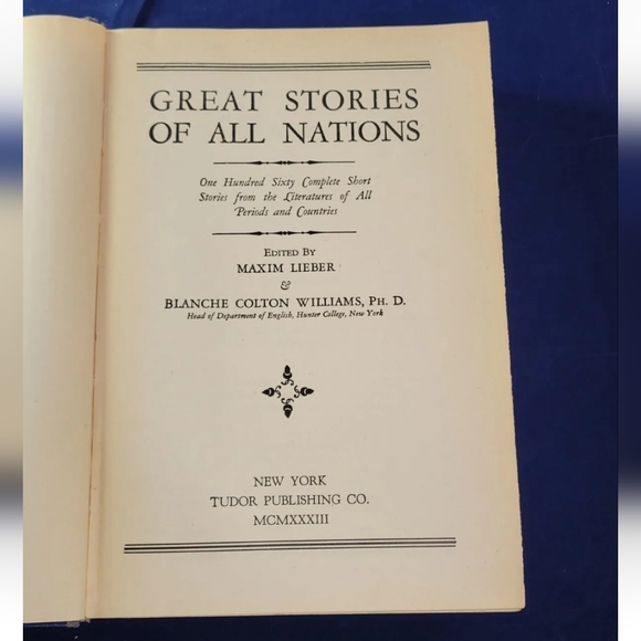 Great Stories Of All Nations Maxim Lieber & Blanche Colton Williams 1933 HC Good - Picture 5 of 6